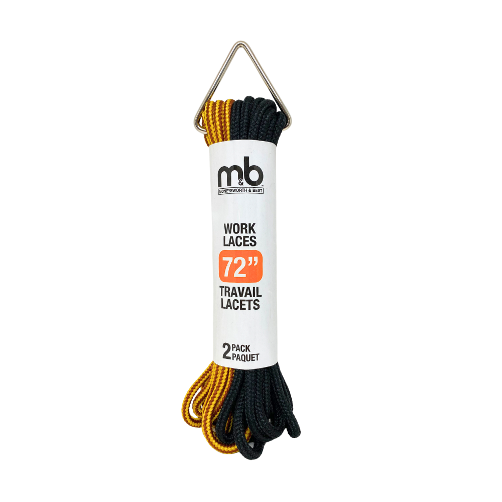 WORK BOOT ROUND LACES - 2 PK - ASSORTED COLOURS AND SIZES